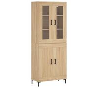 HETFTJN Buffet Haut de Salon Vaisselier Armoire de Rangement avec Portes en Verre et Pieds en Métal, Bahut Étagère pour Salle à Manger et Cuisine, Chêne Sonoma, 69,5 x 34 x 180 cm