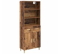 HETFTJN Buffet Haut Design Bois Ancien 69,5x32,5x180 cm - Armoire de Salon et Cabinet Mural Suspendu en Bois d'Ingénierie pour Salle à Manger, Meuble de Rangement Moderne avec 2 Portes et 2 Tiroirs