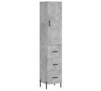 HETFTJN Buffet Haut Gris Béton 34,5x34x180 cm Meuble de Rangement Vertical en Bois d'Ingénierie et Métal Armoire Colonne avec Portes et Pieds pour Salon Salle à Manger Cuisine