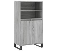 HETFTJN Buffet Haut Meuble de Rangement 60x36x110 cm, Buffet Industriel avec 6 Compartiments et Portes en Bois d'Ingénierie et Métal, Commode pour Salon Cuisine Couloir, Sonoma Gris