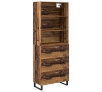 HETFTJN Buffet Haut Salon en Bois d'Ingénierie Bois Ancien, Armoire de Rangement Moderne de 2 Pièces avec 3 Tiroirs et Étagères pour Salle à Manger, Grand Vaisselier Industriel 69,5x34x180 cm