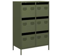 HETFTJN Buffet Haut Vert Olive 68x39x101,5 cm, Meuble de Rangement en Acier avec 6 Tiroirs, Armoire de Bureau et Commode en Métal Stable pour Salon et Entrée