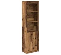 HETFTJN Buffet Haut Vieux Bois 50x35x180 cm, Armoire Haute de Rangement en Bois d'Ingénierie avec Porte et 5 Étagères pour Salon, Salle à Manger, Entrée et Bureau