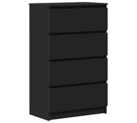 HETFTJN Buffet Noir 60x35x98,5 cm, Commode Salon en Bois d'Ingénierie avec 4 Tiroirs, Meuble de Rangement pour Chambre et Bureau, Console Multimédia Moderne