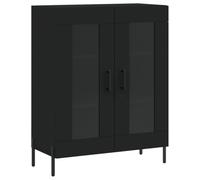 HETFTJN Buffet Noir 69,5x34x90 cm, Meuble de Rangement en Bois d'Ingénierie et Métal, Commode de Salon avec Pieds en Fer et Portes pour Entrée, Couloir et Bureau