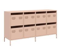 HETFTJN Buffet Rose 135x39x73,5 cm en Acier Laminé à Froid - Meuble de Rangement Design avec 8 Tiroirs Commode Idéale pour Salon, Chambre et Bureau, Robuste et Stable