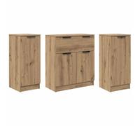 HETFTJN Buffet Salle à Manger Moderne, Enfilade Salon en Bois d'Ingénierie Chêne Artisanal, Meuble de Rangement 4 Portes pour Vaisselle et Décoration, Lot de 3 Consoles, 120 x 30 x 70 cm