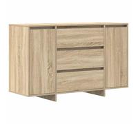 HETFTJN Buffet Salon Chêne Sonoma 120x41x75 cm en Bois d'Ingénierie, Commode Design Moderne avec 3 Tiroirs et 2 Portes, Meuble de Rangement Rectangulaire pour Salle à Manger et Séjour