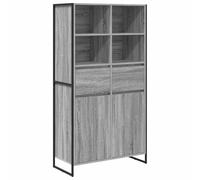 HETFTJN Buffet Salon Industriel Gris Sonoma 81x36x150,5 cm, Meuble de Rangement en Bois d'Ingénierie et Acier avec Portes et Tiroir, Grand Vaisselier Rectangulaire Multi-Usage pour Séjour