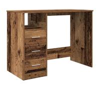 HETFTJN Bureau Informatique avec 3 Tiroirs 102x50x76 cm Table de Bureau en Bois d'Ingénierie Console de Travail pour Ordinateur Portable et Rangement Documents Style Vieux Bois