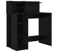 HETFTJN Bureau Informatique avec Étagères Chêne Noir 90x48x101,5 cm, Table d'Écriture en Bois d'Ingénierie, Meuble Secrétaire Moderne pour Télétravail et Bureau à Domicile