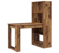 HETFTJN Bureau Informatique avec Étagères de Rangement 122 x 67 x 145 cm, Table d'Écriture Moderne en Bois d'Ingénierie pour Bureau à Domicile et Étude, Coloris Bois Ancien