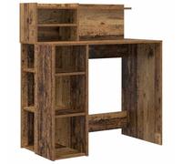 HETFTJN Bureau Informatique avec Étagères de Rangement, Table d'Écriture Rectangulaire en Bois d'Ingénierie Vintage Bois Ancien pour Bureau à Domicile, 90 x 48 x 101,5 cm