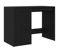 HETFTJN Bureau Informatique avec Porte et Tiroirs, Table d'Écriture Moderne en Bois d'Ingénierie pour Maison et Bureau, Console de Travail Compacte, Chêne Noir, 100 x 49 x 74 cm