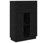 HETFTJN Bureau Informatique avec Rangement 71,5 x 31,5 x 106,5 cm, Secrétaire en Bois d'Ingénierie avec Étagère et 3 Portes, Meuble de Travail Compact pour Ordinateur, Chêne Noir