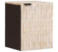 HETFTJN Cabinet de Salle de Bain Suspendu Blanc, Meuble de Rangement Mural en Bois de Manguier Massif avec Porte et Étagère, Petit Placard Mural pour Toilette, 38 x 33 x 48 cm