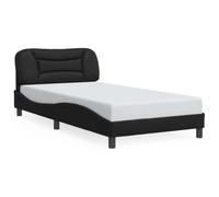 HETFTJN Cadre de Lit 100x200 cm Hvar en Similicuir Noir avec Tête de Lit et Coussin Rembourré, Structure de Lit Adulte 1 Place Design Ondulé Chic pour Chambre à Coucher