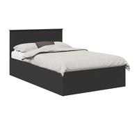 HETFTJN Cadre de lit 120 x 190 cm avec Tête de Lit, Structure de Lit en Bois d'Ingénierie, Sommier à Lattes Robuste, Design Contemporain, Noir