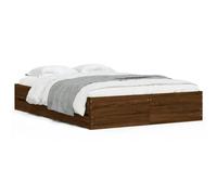 HETFTJN Cadre de Lit 120x190 cm avec 6 Tiroirs de Rangement, Structure en Bois d'Ingénierie avec Sommier à Lattes en Contreplaqué, Lit Double pour Adulte, Chêne Marron