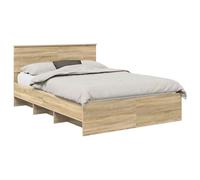 HETFTJN Cadre de Lit 160 x 200 cm, Structure de Lit avec Tête de Lit en Bois d'Ingénierie, Design Moderne et Minimaliste, Finition Chêne Sonoma, Robuste et Stable pour Chambre à Coucher