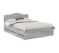 HETFTJN Cadre de Lit 160x200 cm avec Tête de Lit et 6 Tiroirs de Rangement, Lit Double en Bois d'Ingénierie Robuste pour Adulte et Couple, Style Moderne Scandinave, Gris Sonoma