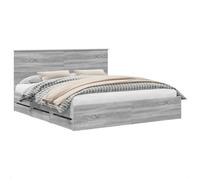 HETFTJN Cadre de Lit 180x200 cm avec Tête de Lit et 6 Tiroirs de Rangement, Lit Double Moderne en Bois d'Ingénierie, Structure de Sommier Stable pour Adulte, Coloris Gris Sonoma