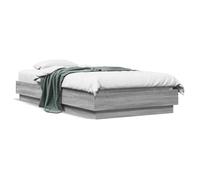 HETFTJN Cadre de Lit 75x190 cm, Structure de Lit Simple en Bois d'Ingénierie avec Sommier à Lattes en Contreplaqué, Lit pour Chambre d'Adulte ou d'Ado, Coloris Gris Sonoma