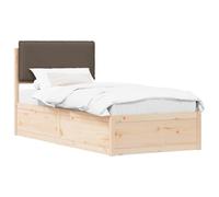 HETFTJN Cadre de Lit 80 x 200 cm avec Tête de Lit Rembourrée Taupe, Lit Simple Une Place en Bois de Pin Massif avec Sommier à Lattes Intégré pour Chambre d'Adulte et d'Ado