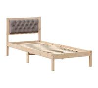 HETFTJN Cadre de Lit 80x200 cm avec Tête de Lit Rembourrée Taupe, Structure de Lit Simple en Bois de Pin Massif avec Sommier à Lattes pour Chambre d'Adulte ou d'Ado