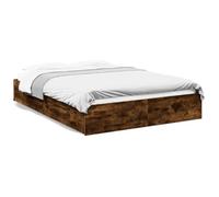 HETFTJN Cadre de Lit avec 4 Tiroirs de Rangement 160x200 cm, Structure de Lit Double en Bois d'Ingénierie avec Sommier à Lattes pour Chambre Adulte, Coloris Chêne Fumé (sans Matelas)