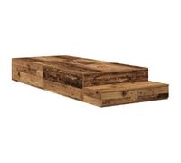HETFTJN Cadre de Lit avec Rangement 75 x 190 cm en Bois d'Ingénierie et Pin Massif, Lit Simple Gain de Place avec 2 Tiroirs pour Chambre d'Adulte ou d'Ado, Coloris Bois Ancien