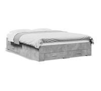 HETFTJN Cadre de Lit avec Tiroirs 120x190 cm, Structure de Lit Double en Bois d'Ingénierie avec Sommier à Lattes, Lit Adulte Moderne avec 4 Tiroirs de Rangement, Gris Béton