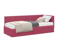 HETFTJN Cadre de Lit d'angle avec Matelas 80x200 cm, Lit Simple 1 Place en Velours Vert avec Sommier à Lattes et Tête de Lit Murale Moelleuse, Design Chic pour Chambre d'Adulte