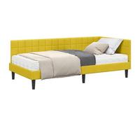HETFTJN Cadre de Lit d'angle avec Matelas en Mousse 2 Pcs, Lit Simple en Velours Jaune 90x190 cm, Structure en Contreplaqué avec Tête de Lit Réglable pour Chambre
