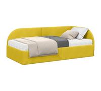 HETFTJN Cadre de Lit d'angle en Velours Jaune avec Matelas en Mousse de Fermeté Moyenne, Lit Étroit 80x200 cm avec Tête de Lit Murale Ajustable pour Chambre ou Studio