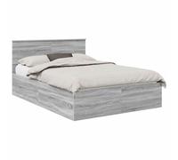 HETFTJN Cadre de Lit Double 150x200 cm en Bois d'Ingénierie avec Tête de Lit et Sommier à Lattes, Structure de Lit Moderne et Robuste, Design Scandinave pour Chambre Adulte ou Amis, Gris Sonoma