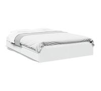 HETFTJN Cadre de Lit Double 160x200 cm avec 4 Tiroirs de Rangement, Structure de Lit 2 Personnes en Bois d'Ingénierie avec Sommier à Lattes Inclus pour Chambre, Blanc