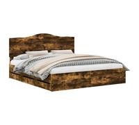 HETFTJN Cadre de Lit Double 180x200 cm en Bois d'Ingénierie Chêne Fumé, Lit Moderne avec Tête de Lit et 6 Tiroirs de Rangement Intégrés pour Chambre à Coucher Adulte et Suite Parentale