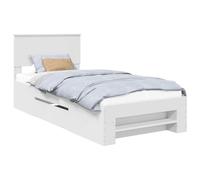 HETFTJN Cadre de Lit Simple avec Tête de Lit 80 x 200 cm, Lit Moderne en Bois d'Ingénierie, Structure Robuste et Minimaliste, Blanc Mat, Design Élégant pour Chambre à Coucher