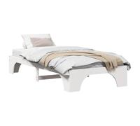 HETFTJN Cadre de Lit Simple en Bois de Pin Massif 75 x 190 cm, Structure de Lit 1 Place Moderne avec Sommier à Lattes Intégré pour Chambre d'Adulte ou d'Ado, Couleur Blanc