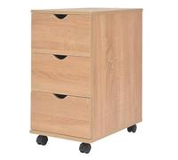 HETFTJN Caisson de Bureau Mobile à roulettes, Armoire à 3 Tiroirs en Bois d'Ingénierie pour Salon et Bureau, Commode de Rangement Compacte, 33 x 45 x 60 cm, Couleur Chêne
