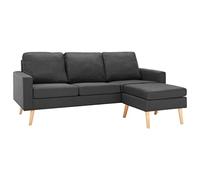HETFTJN Canapé 3 Places avec Repose-Pied Rembourré, Canapé Droit avec Pouf Modulable en Tissu Polyester Gris Foncé et Structure en Bois de Pin Massif pour Salon