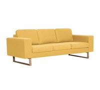 HETFTJN Canapé 3 Places en Tissu Jaune, Grand Sofa de Salon Moderne avec Coussins Déhoussables et Pieds en Fer Effet Bois, Divan Confortable pour Bureau et Séjour, 200 x 82 x 75 cm