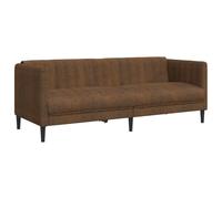 HETFTJN Canapé à 3 Places en Similicuir Daim Marron, Grand Divan de Salon Confortable avec Pieds Robustes, Canapé Droit Rembourré pour Bureau et Maison, 193 x 76,5 x 74,5 cm