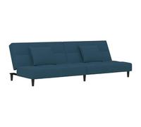 HETFTJN Canapé-lit 2 Places Convertible avec 2 Oreillers, Banquette Clic Clac en Velours Bleu et Cadre en Bois, Lit d'Appoint pour Salon Chambre Bureau, 200 x 84,5 x 69 cm