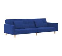 HETFTJN Canapé-lit Convertible 2 Places avec 2 Oreillers, Banquette Clic Clac en Tissu Bleu, Lit d'Appoint Réglable en Mousse et Bois pour Salon, Studio et Bureau
