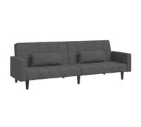 HETFTJN Canapé-Lit Convertible 2 Places avec 2 Oreillers, Banquette Clic-Clac Réglable en Tissu Gris Foncé et Cadre en Bois, Lit d'Appoint pour Salon et Studio, 220 cm