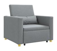 HETFTJN Canapé-Lit Convertible 3-en-1 Gris Clair 90x165x87cm en Tissu et Acier - Fauteuil Escamotable Gain de Place avec roulettes et Coussin Lombaire pour Salon et Bureau
