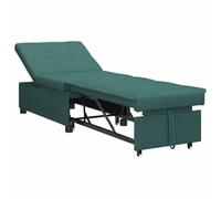 HETFTJN Canapé-Lit Convertible Vert Foncé 194 x 50 x 82 cm - Chauffeuse Lit d'Appoint 1 Place en Tissu avec Dossier Inclinable 3 Positions et Repose-Pieds pour Salon