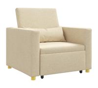 HETFTJN Canapé-Lit Escamotable Simple Crème 90x165x87cm - Fauteuil Convertible 3-en-1 en Tissu avec roulettes et Coussin Lombaire pour Petit Salon, Studio et Chambre d'amis